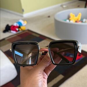 Prada Black and Gold Square Sunglasses